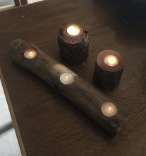 Rustic Candle Holders, selected hardwood.